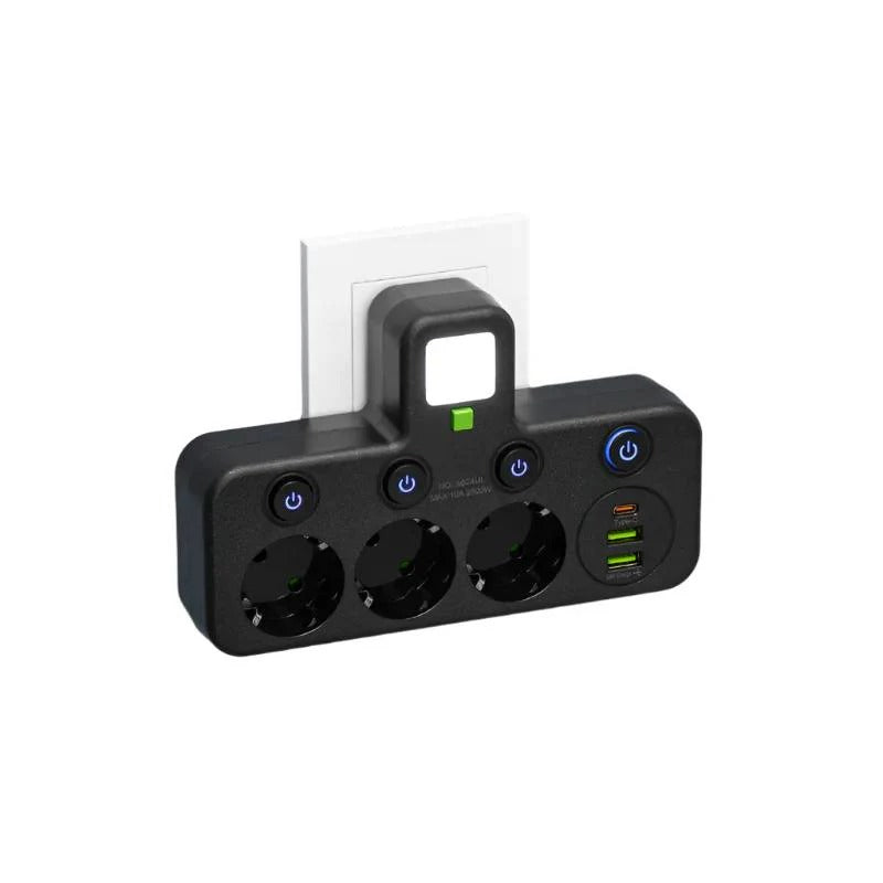 Intelligente Steckerleiste mit USB und USB-C Anschlüssen und 2500W Überspannungsschutz