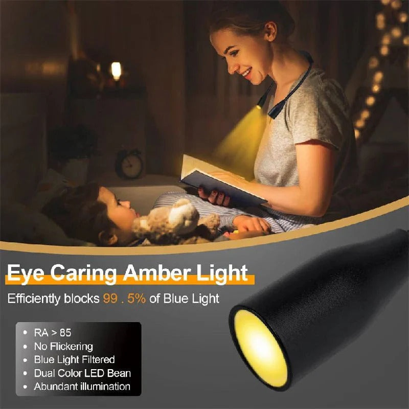 Flexible, rechargeable LED neck light for undisturbed reading