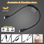 Flexible, rechargeable LED neck light for undisturbed reading