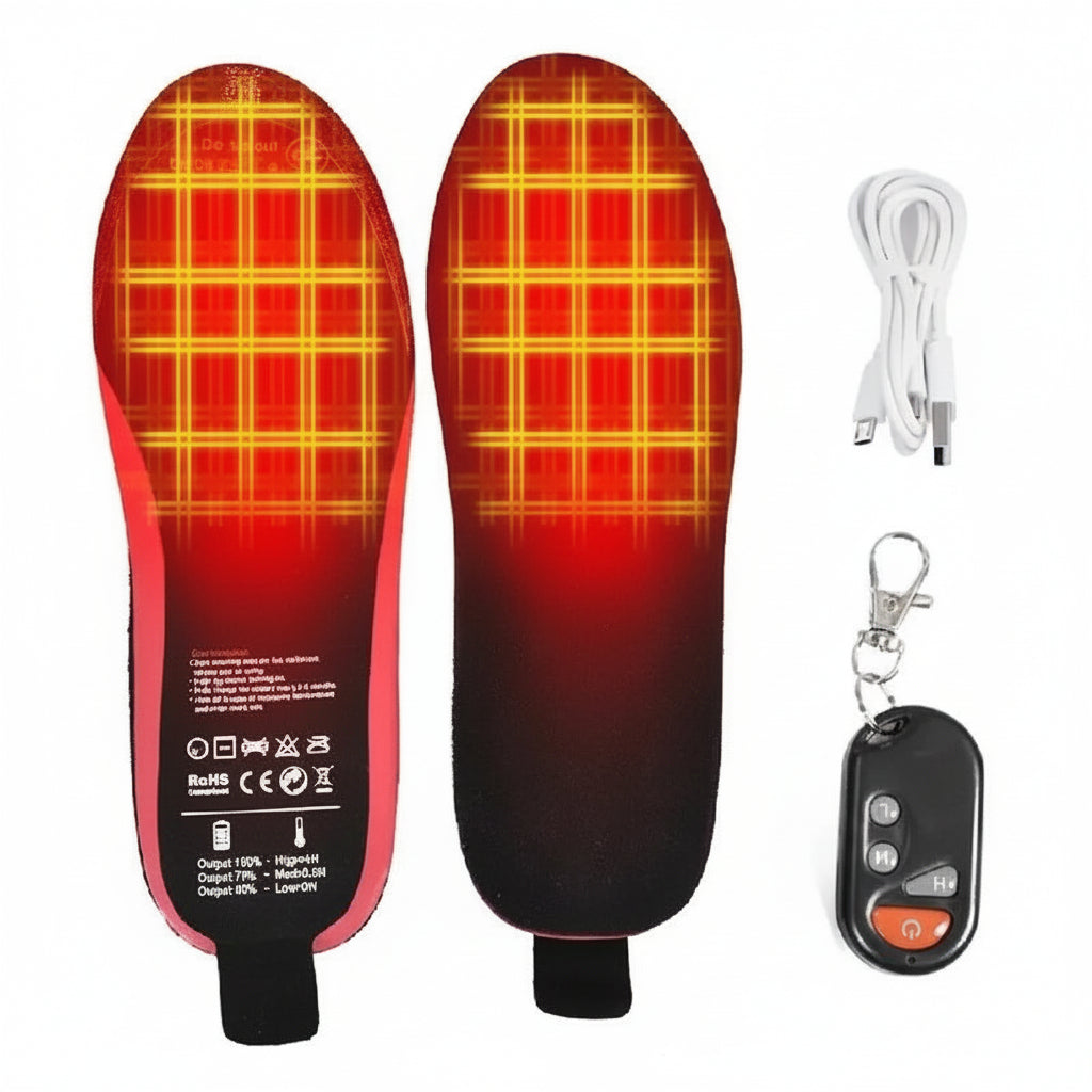 Rechargeable heated insoles for cold days with customisable fit