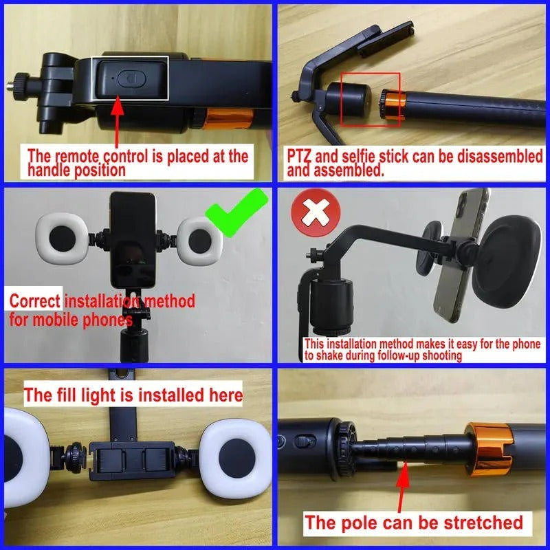 Intelligent Smartphone Stand with Auto Tracking and Dual Light for Live Streaming