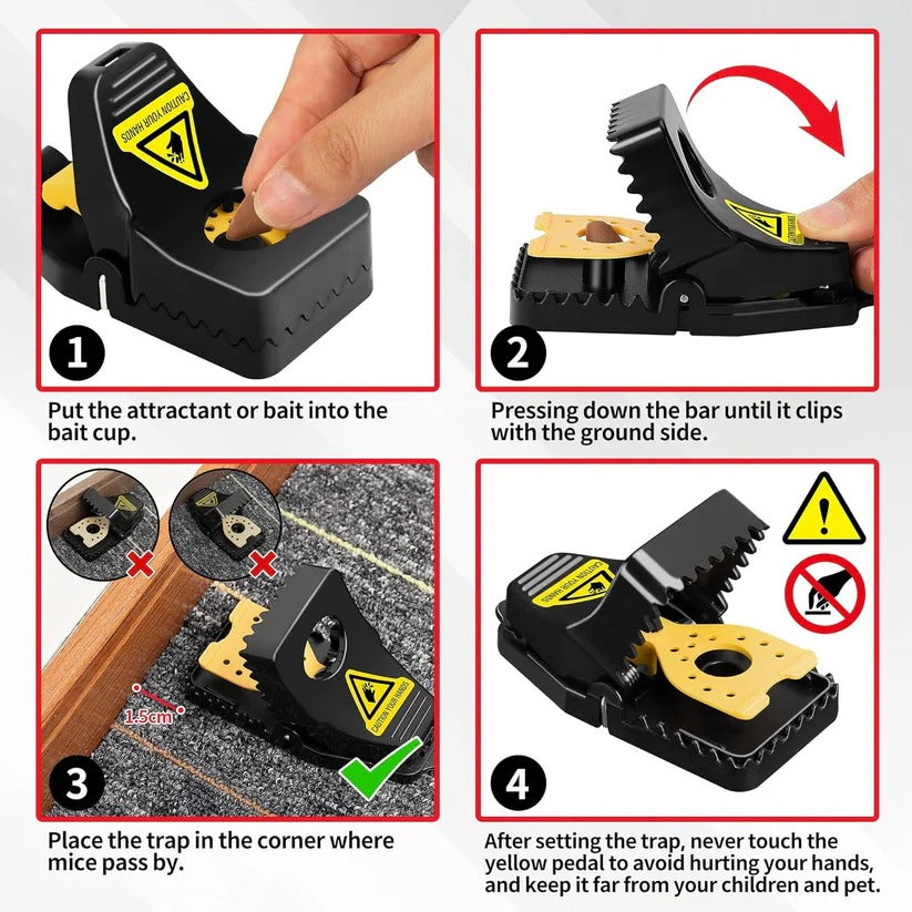Reusable Single-Catch Mousetrap – Set of 4