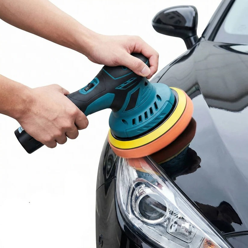 Kabelloser Polierer für Autos mit 6 Geschwindigkeiten und 9mm Orbit, 15 cm Pad