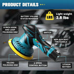 Kabelloser Polierer für Autos mit 6 Geschwindigkeiten und 9mm Orbit, 15 cm Pad