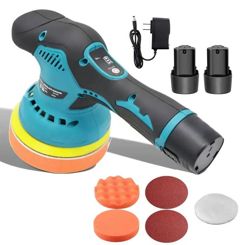 Kabelloser Polierer für Autos mit 6 Geschwindigkeiten und 9mm Orbit, 15 cm Pad