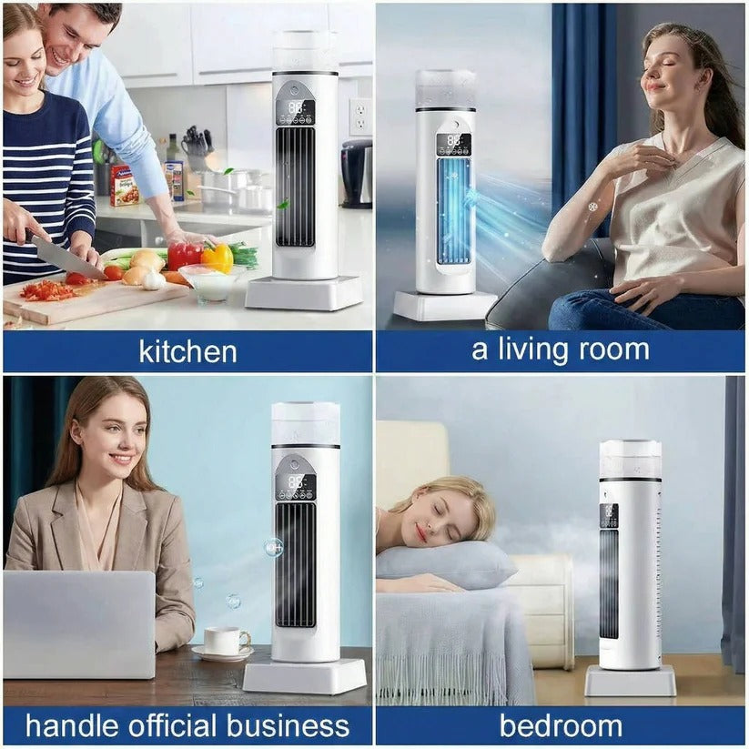 Portable Bladeless Air Cooler with Water Tank and Remote Control, 6 Speed Levels