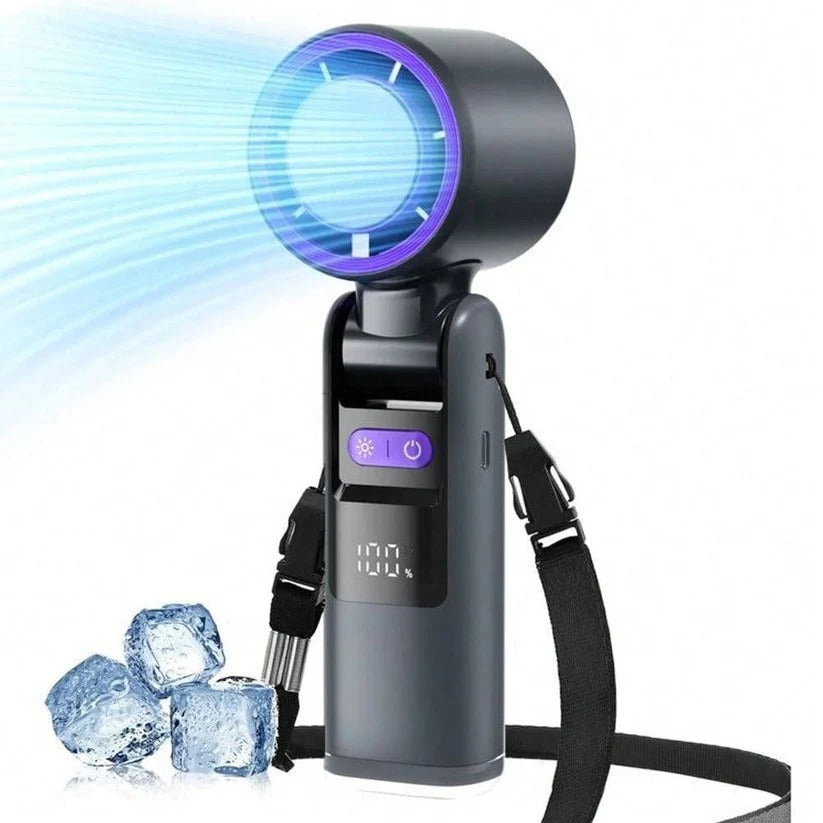 Tragbarer 3-in-1 Ventilator mit integrierter Taschenlampe und LED-Anzeige