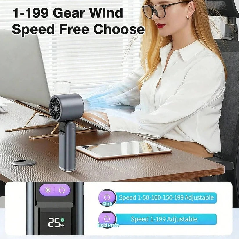 Tragbarer 3-in-1 Ventilator mit integrierter Taschenlampe und LED-Anzeige