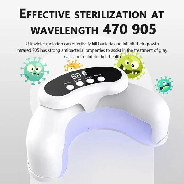 Portable light device for nail care for hands and feet