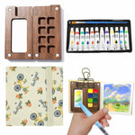 Kompaktes Aquarellset für Reisen mit Palette, Pinsel und Skizzenbuch
