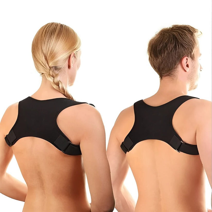 Adjustable back support with shoulder straps for better posture