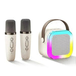 Portable karaoke system with Bluetooth and two microphones