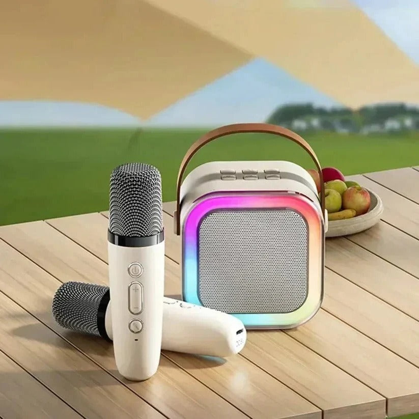 Portable Karaoke Machine with Bluetooth and Dual Microphones