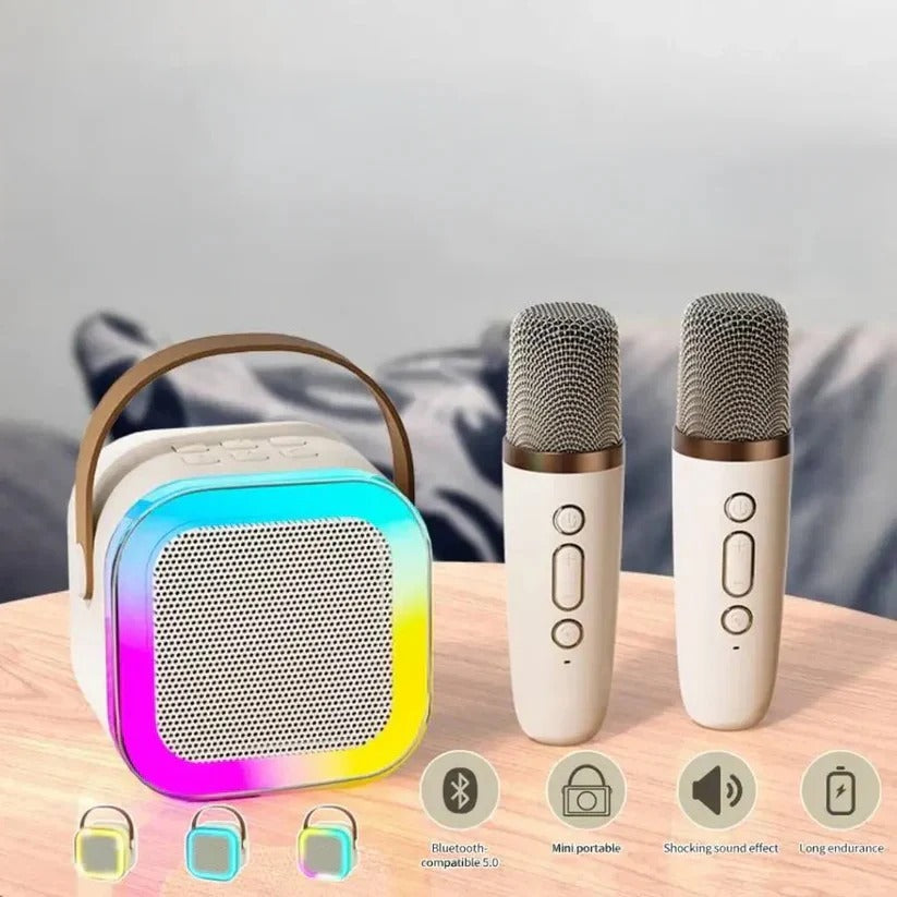 Portable Karaoke Machine with Bluetooth and Dual Microphones