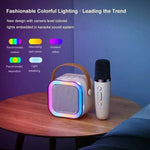 Portable karaoke system with Bluetooth and two microphones