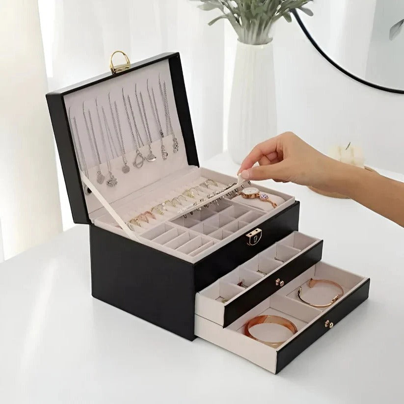 Elegante Schmuckaufbewahrungsbox mit Mehrschicht-Design