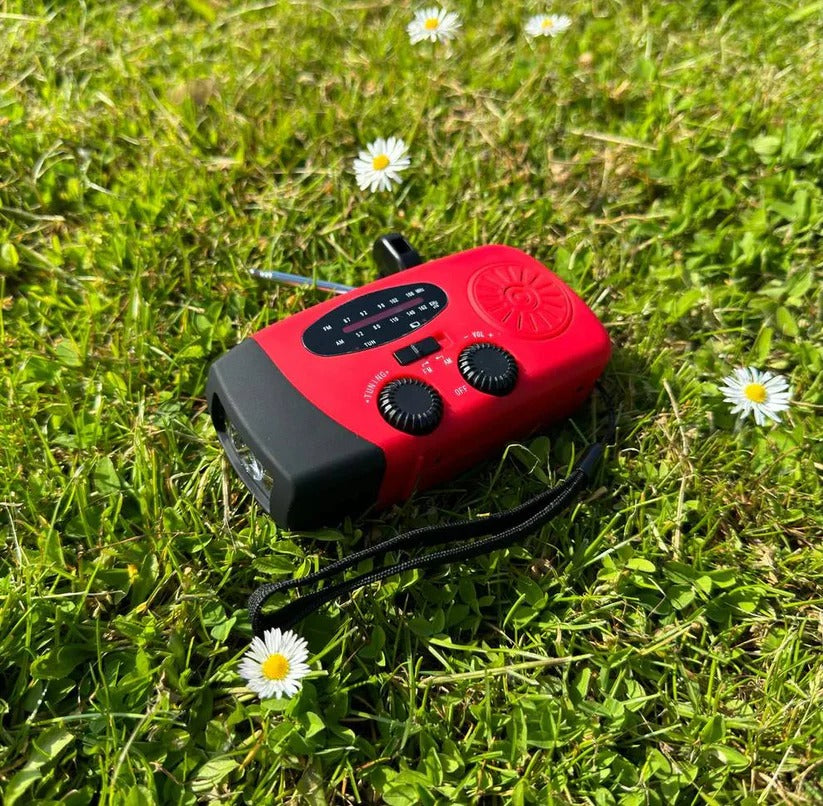 Sonnenbetriebenes Notfallradio mit Handkurbel und Powerbank