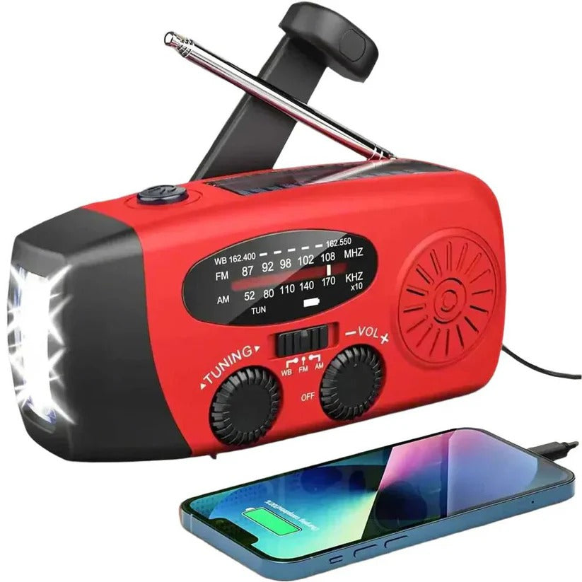 Sonnenbetriebenes Notfallradio mit Handkurbel und Powerbank