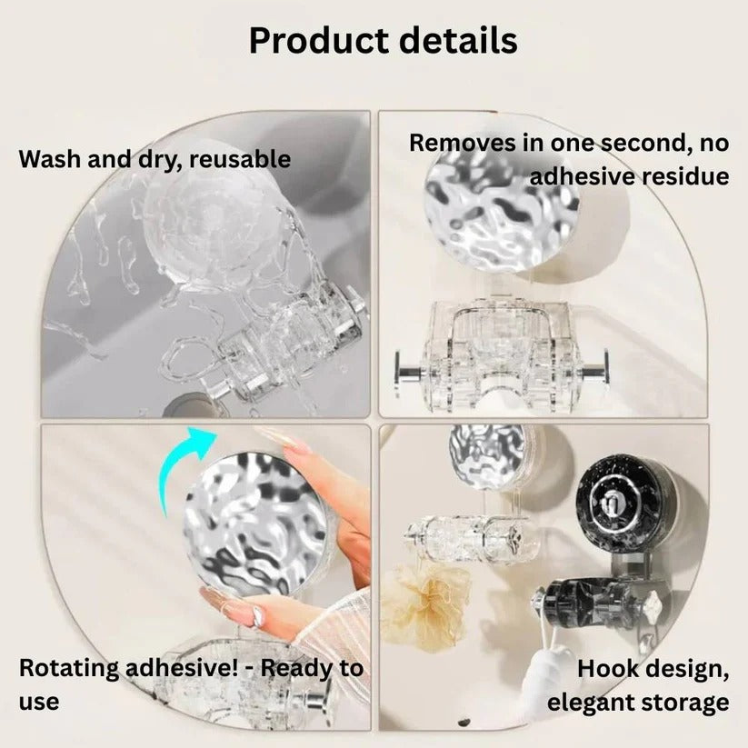 Adjustable Shower Head Holder with Suction Cup and Practical Storage Hook