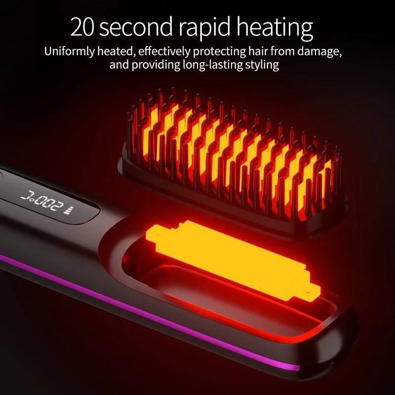 Kabelloser Haarglätter mit USB-Ladefunktion und LCD-Anzeige