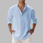 Men's Linen Short-Sleeve Button-Up Shirt