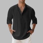 Men's Linen Short-Sleeve Button-Up Shirt