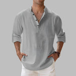 Men's Linen Short-Sleeve Button-Up Shirt