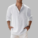 Men's Linen Short-Sleeve Button-Up Shirt