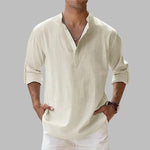 Men's Linen Short-Sleeve Button-Up Shirt