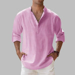 Men's Linen Short-Sleeve Button-Up Shirt