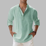 Men's Linen Short-Sleeve Button-Up Shirt