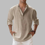 Men's Linen Short-Sleeve Button-Up Shirt