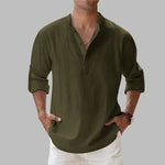 Men's Linen Short-Sleeve Button-Up Shirt