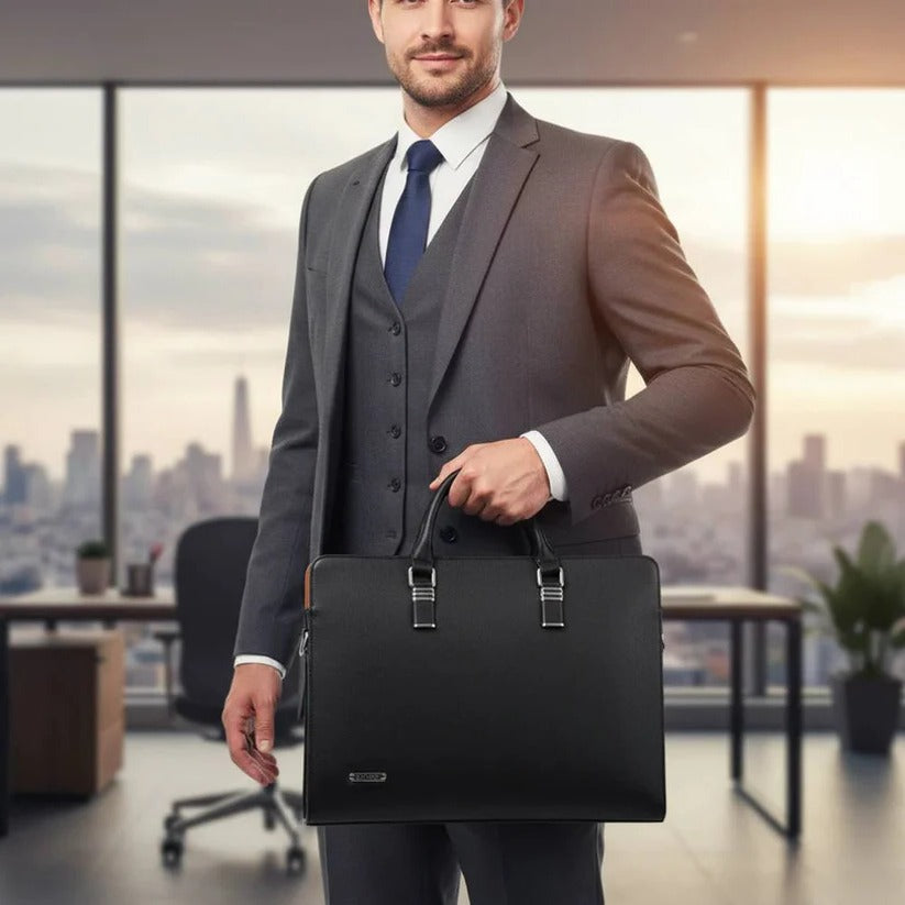 High-Quality Leather Laptop Shoulder Bag for 14- to 15-inch Laptops