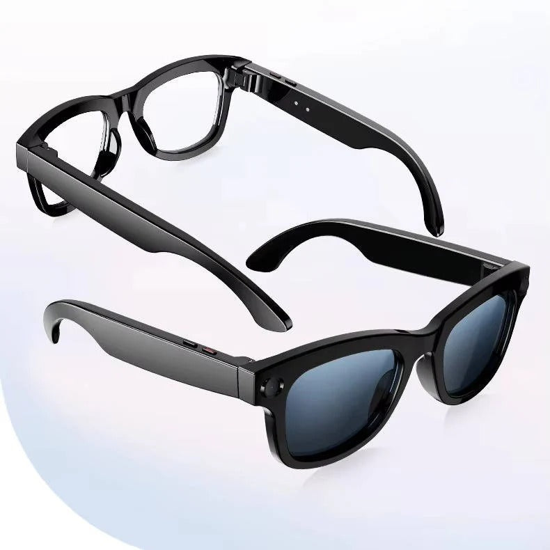 Smart glasses with integrated camera and Bluetooth audio