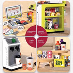 Toy cash register with touchscreen and scanner for home use