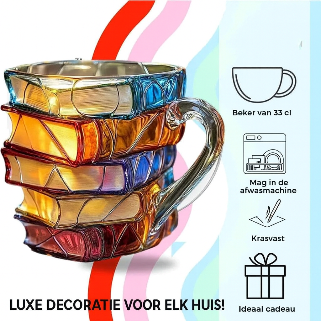 Literarischer 3D Becher – Handbemalt für Bücherliebhaber