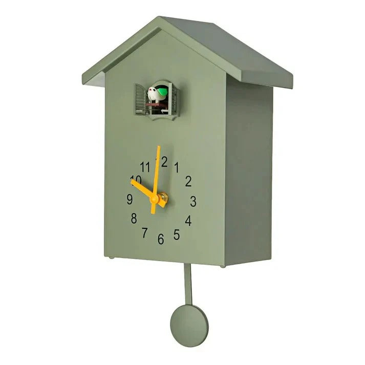 Elegante Wanduhr mit Vogelakzent und Anpassbarem Klang