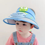 Kids' Sun Hat with Fan – Adjustable Frog-Design Summer Hat