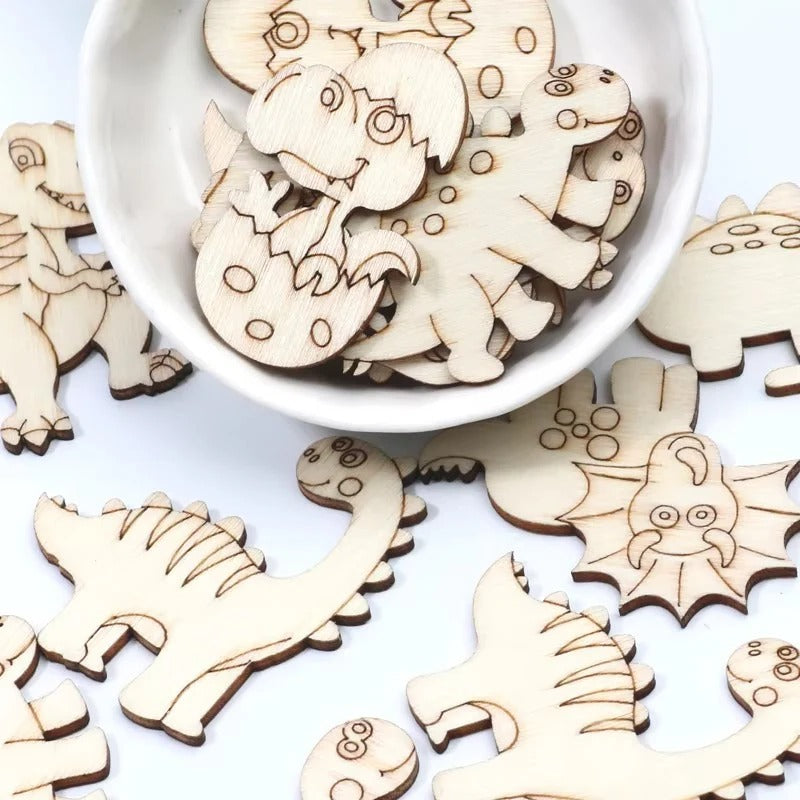 Dinosaurier Holzscheiben Set – 20 Teile für kreative Projekte