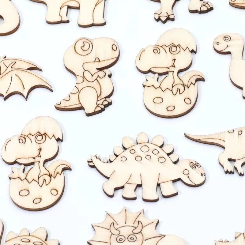 Dinosaurier Holzscheiben Set – 20 Teile für kreative Projekte