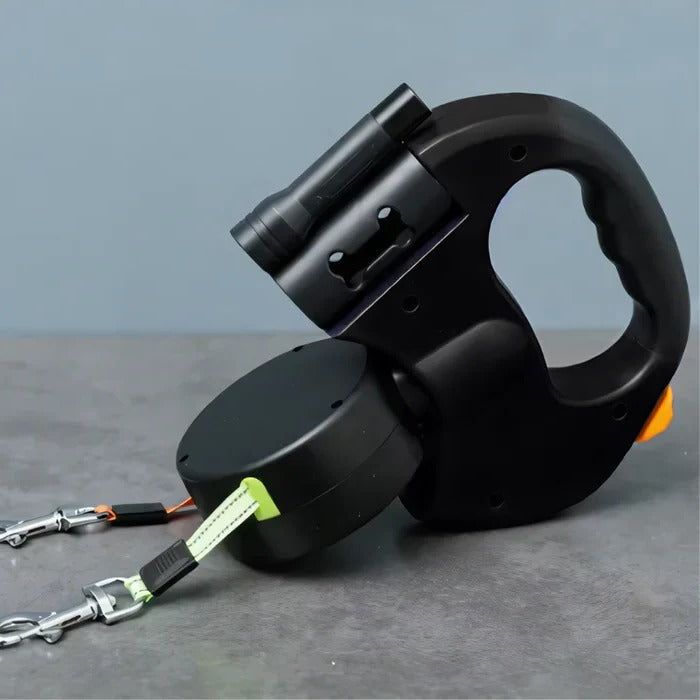 Dual Dog Leash with LED Light and 360° Swivel, Tangle-Free