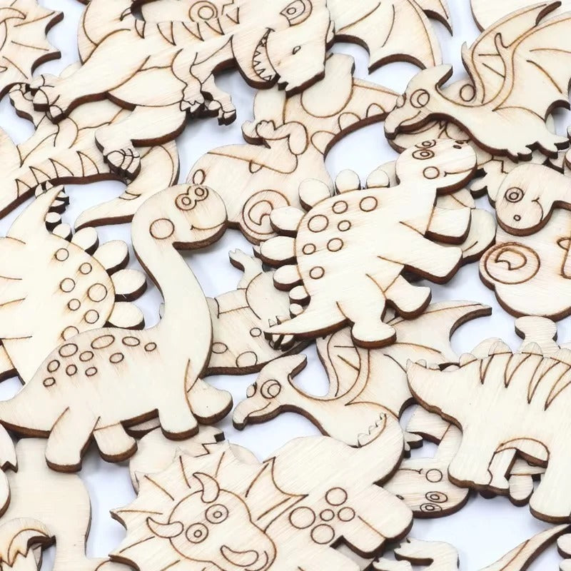 Dinosaurier Holzscheiben Set – 20 Teile für kreative Projekte