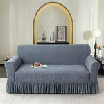 Elegante Sofahusse mit Sonnenblumen-Muster und langem Saum