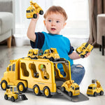 Bau-Lkw Spielset mit Anhänger und Rampe, 5 Teile
