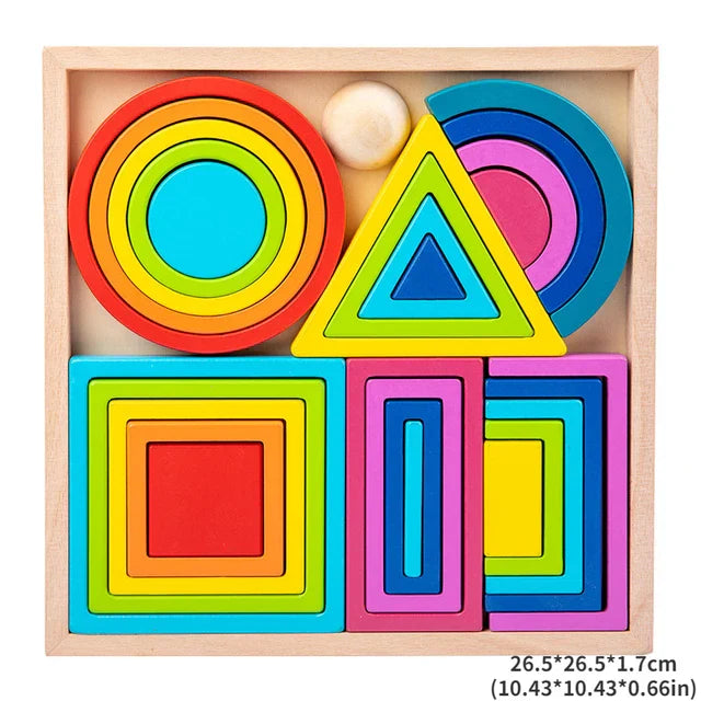 Regenbogen Stapelspielzeug aus Holz – Buntes Lernspiel für Kinder