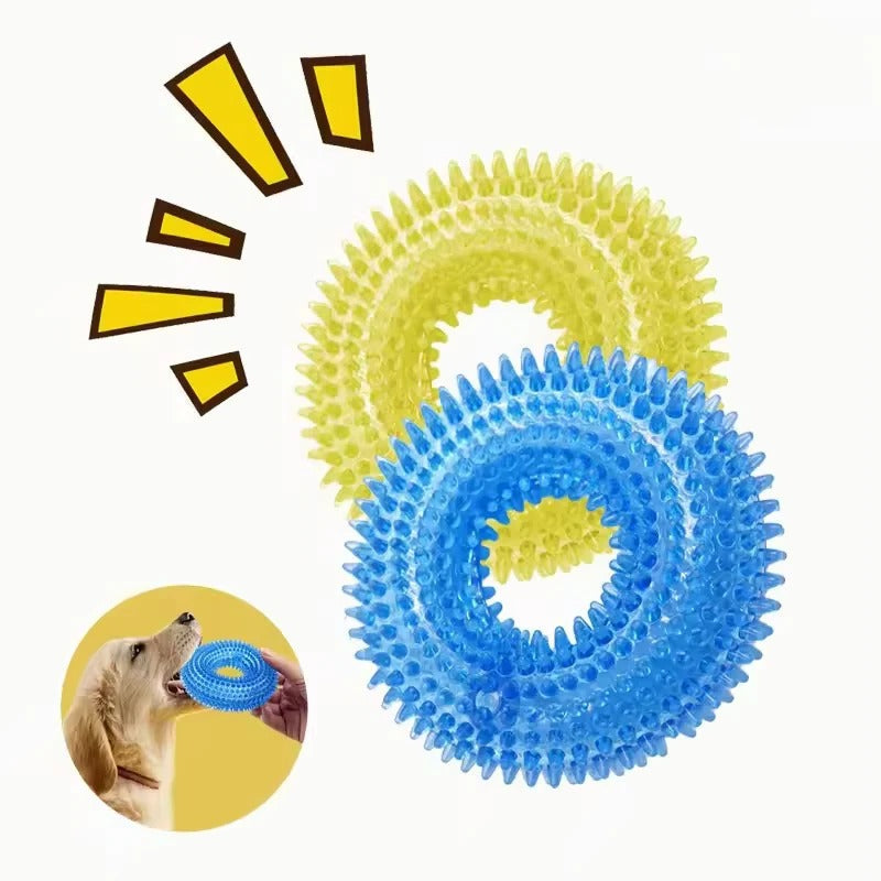 Rubber Ring Dog Toy with Integrated Squeaker