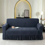 Elegante Sofahusse mit Sonnenblumen-Muster und langem Saum