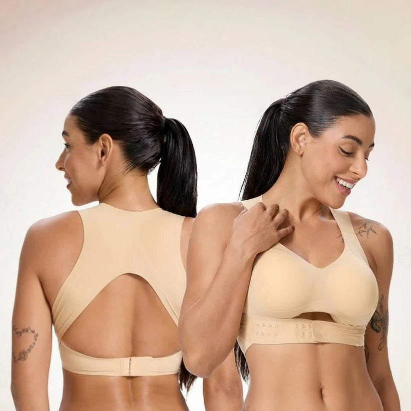 Versatile sports bra with posture correction and breathable design
