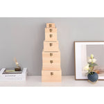 Square Wooden Storage Box with Hinged Lid for Jewelry and Office Supplies